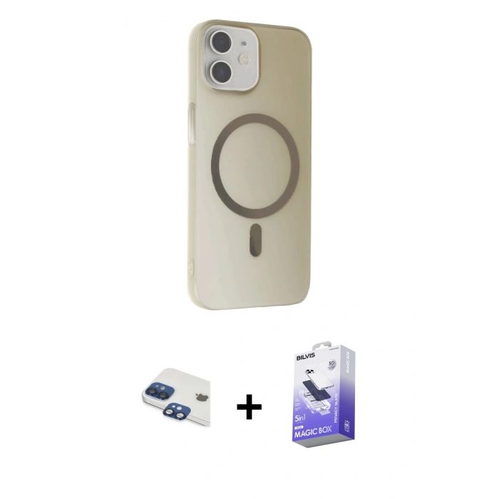 MARSİLYAN™- iPhone 11 Kılıf Çekirdek Modern Prime - Siyah Bilvis 5in1 5D Magic Hayalet Cam Ekran Koruyucu + Pers Alüminyum Kamera Lens - LT