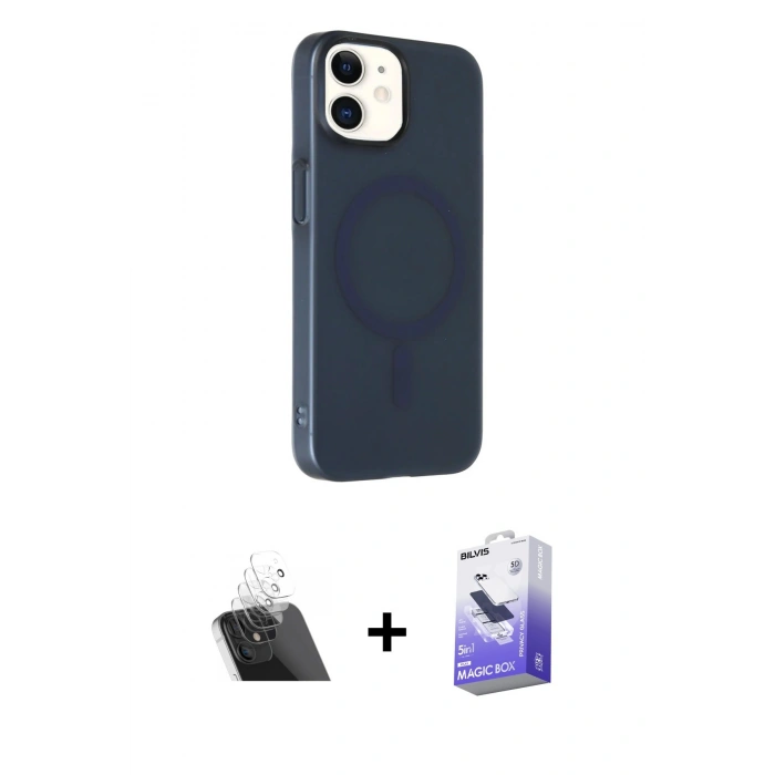 MARSİLYAN™- iPhone 11 Kılıf Çekirdek Modern Prime - Siyah Bilvis 5in1 5D Magic Hayalet Cam Ekran Koruyucu + Kamera Lens Koruma Cam - SF