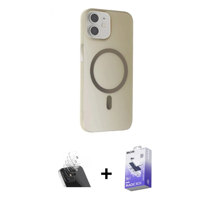 MARSİLYAN™- iPhone 11 Kılıf Çekirdek Modern Prime - Siyah Bilvis 5in1 5D Magic Hayalet Cam Ekran Koruyucu + Kamera Lens Koruma Cam - SF