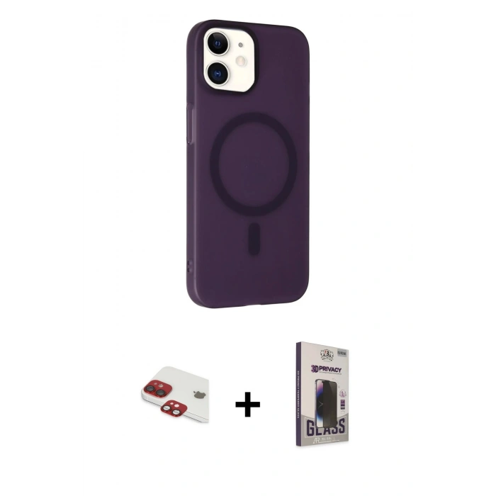 MARSİLYAN™- iPhone 11 Kılıf Çekirdek Modern Prime - Siyah Bilvis Hayalet Cam Ekran Koruyucu + Pers Alüminyum Kamera Lens - KI