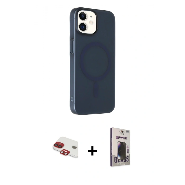 MARSİLYAN™- iPhone 11 Kılıf Çekirdek Modern Prime - Siyah Bilvis Hayalet Cam Ekran Koruyucu + Pers Alüminyum Kamera Lens - KI