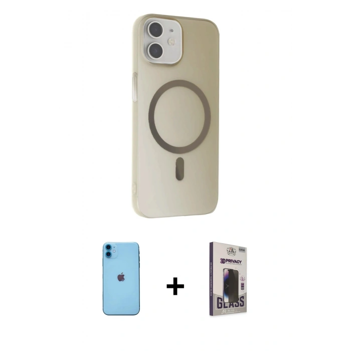 MARSİLYAN™- iPhone 11 Kılıf Çekirdek Modern Prime - Siyah Bilvis Hayalet Cam Ekran Koruyucu + Neon Fosforlu Kamera Lens - MI