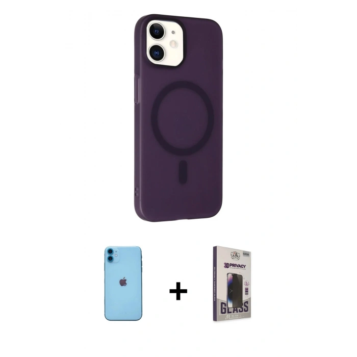 MARSİLYAN™- iPhone 11 Kılıf Çekirdek Modern Prime - Siyah Bilvis Hayalet Cam Ekran Koruyucu + Neon Fosforlu Kamera Lens - MI