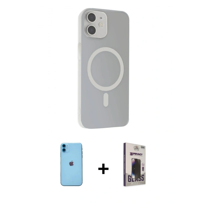 MARSİLYAN™- iPhone 11 Kılıf Çekirdek Modern Prime - Siyah Bilvis Hayalet Cam Ekran Koruyucu + Neon Fosforlu Kamera Lens - MI
