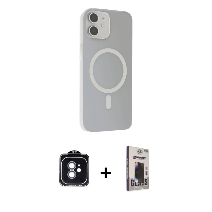 MARSİLYAN™- iPhone 11 Kılıf Çekirdek Modern Prime - Siyah Bilvis Hayalet Cam Ekran Koruyucu + PVD Metal Kamera Lens - MI