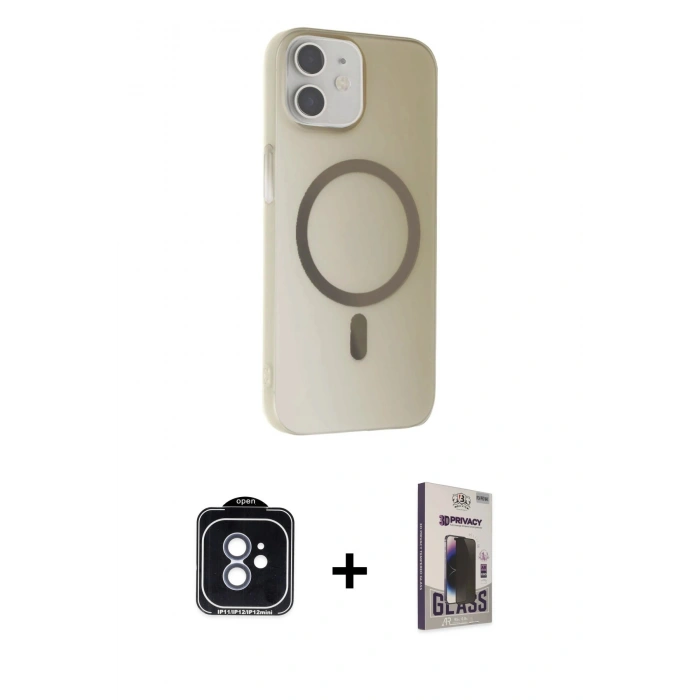 MARSİLYAN™- iPhone 11 Kılıf Çekirdek Modern Prime - Siyah Bilvis Hayalet Cam Ekran Koruyucu + PVD Metal Kamera Lens - MI