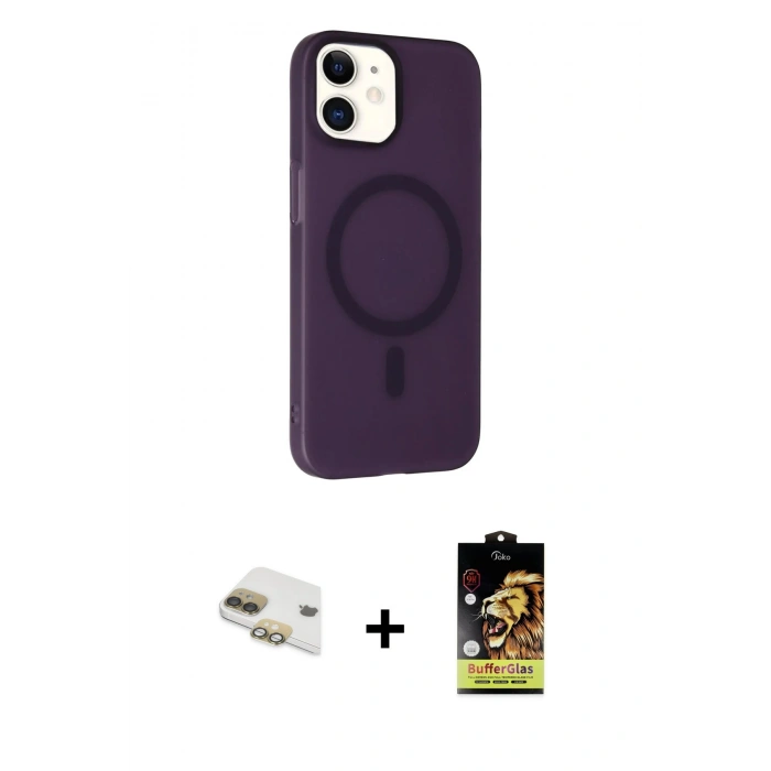 MARSİLYAN™- iPhone 11 Kılıf Çekirdek Modern Prime - Siyah Buffer Cam Ekran Koruyucu + Gold Pers Alüminyum Kamera Lens