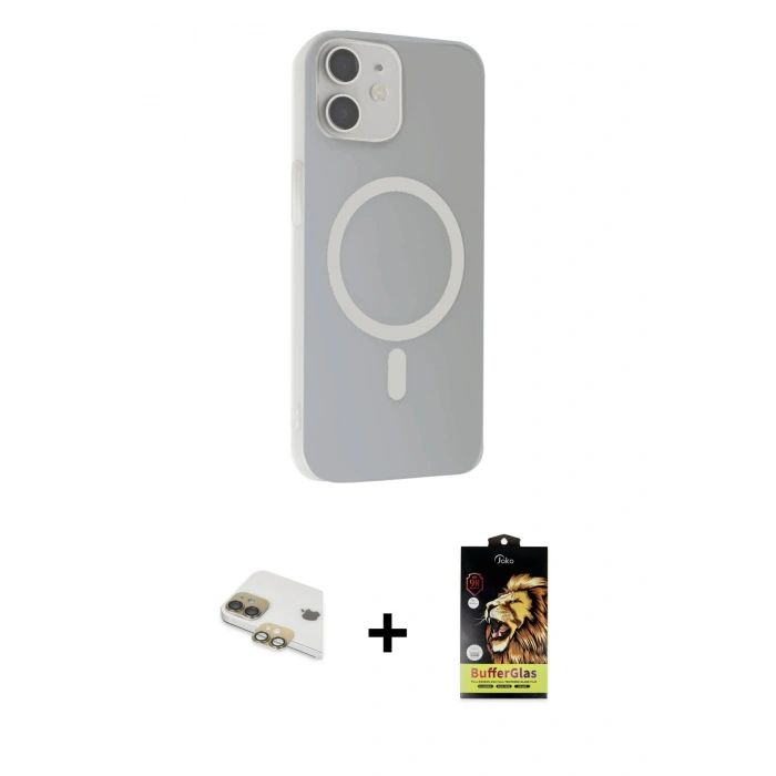 MARSİLYAN™- iPhone 11 Kılıf Çekirdek Modern Prime - Siyah Buffer Cam Ekran Koruyucu + Gold Pers Alüminyum Kamera Lens