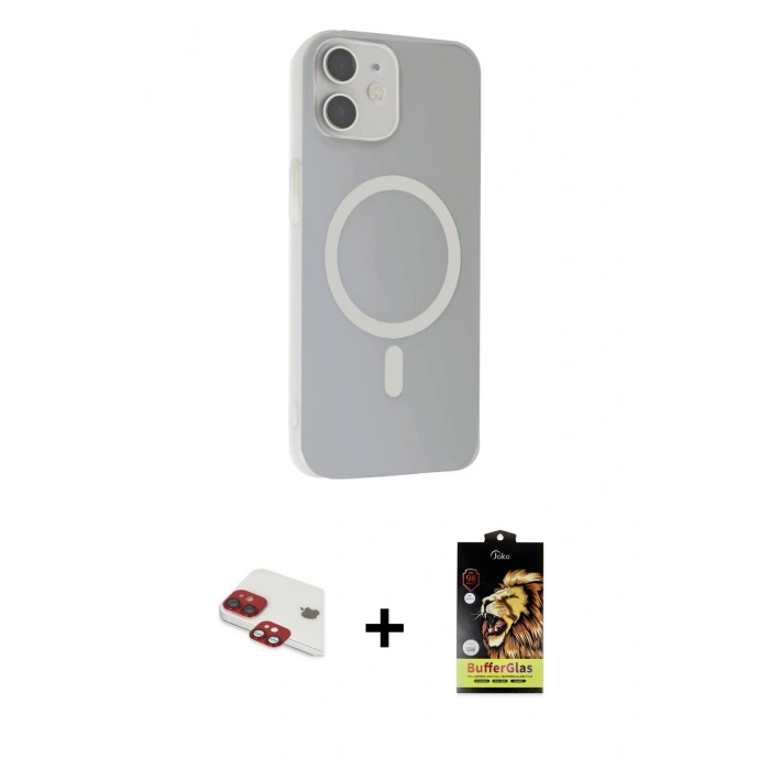 MARSİLYAN™- iPhone 11 Kılıf Çekirdek Modern Prime - Siyah Buffer Cam Ekran Koruyucu + Pers Alüminyum Kamera Lens - KI