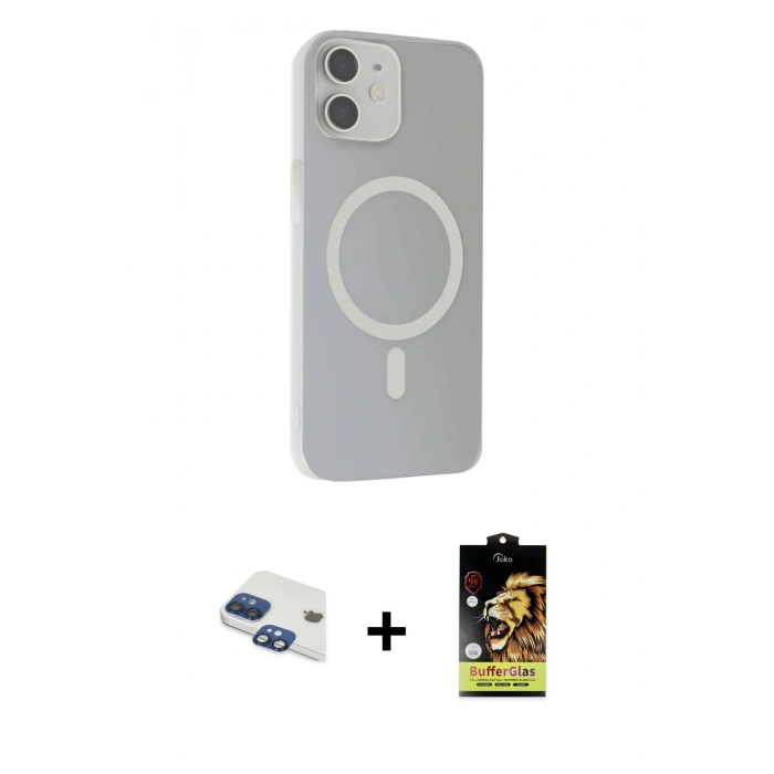 MARSİLYAN™- iPhone 11 Kılıf Çekirdek Modern Prime - Siyah Buffer Cam Ekran Koruyucu + Pers Alüminyum Kamera Lens - LT