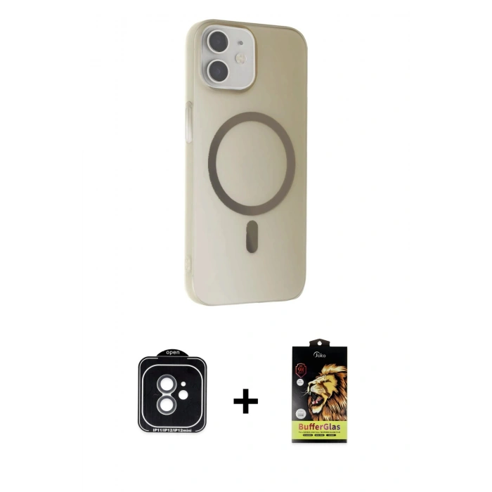 MARSİLYAN™- iPhone 11 Kılıf Çekirdek Modern Prime - Siyah Buffer Cam Ekran Koruyucu + PVD Metal Kamera Lens - YL