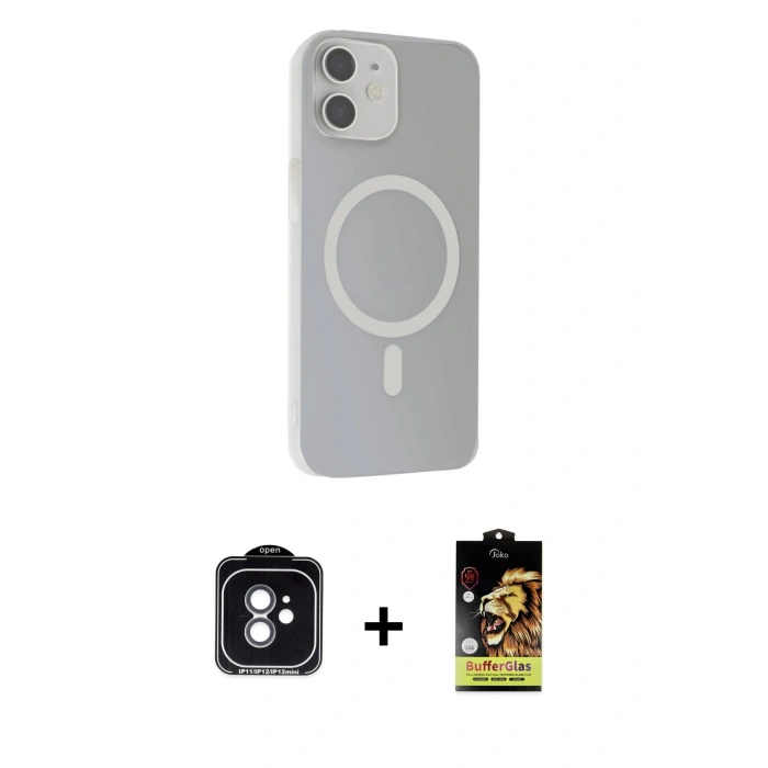 MARSİLYAN™- iPhone 11 Kılıf Çekirdek Modern Prime - Siyah Buffer Cam Ekran Koruyucu + PVD Metal Kamera Lens - YL