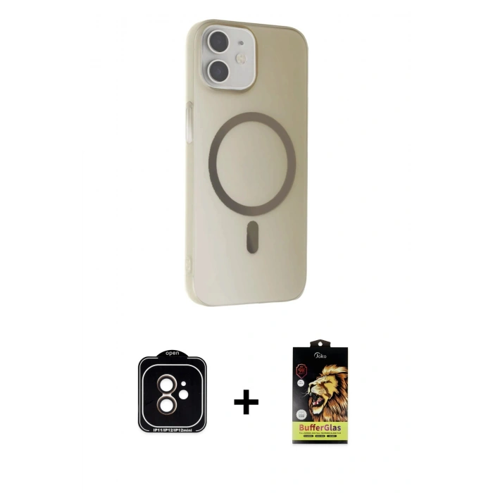MARSİLYAN™- iPhone 11 Kılıf Çekirdek Modern Prime - Siyah Buffer Cam Ekran Koruyucu + PVD Metal Kamera Lens - TU