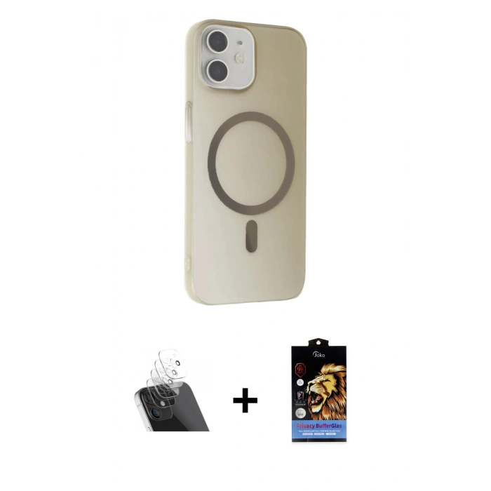 MARSİLYAN™- iPhone 11 Kılıf Çekirdek Modern Prime - Siyah Buffer Hayalet Cam Ekran Koruyucu + Kamera Lens Koruma Cam - SF