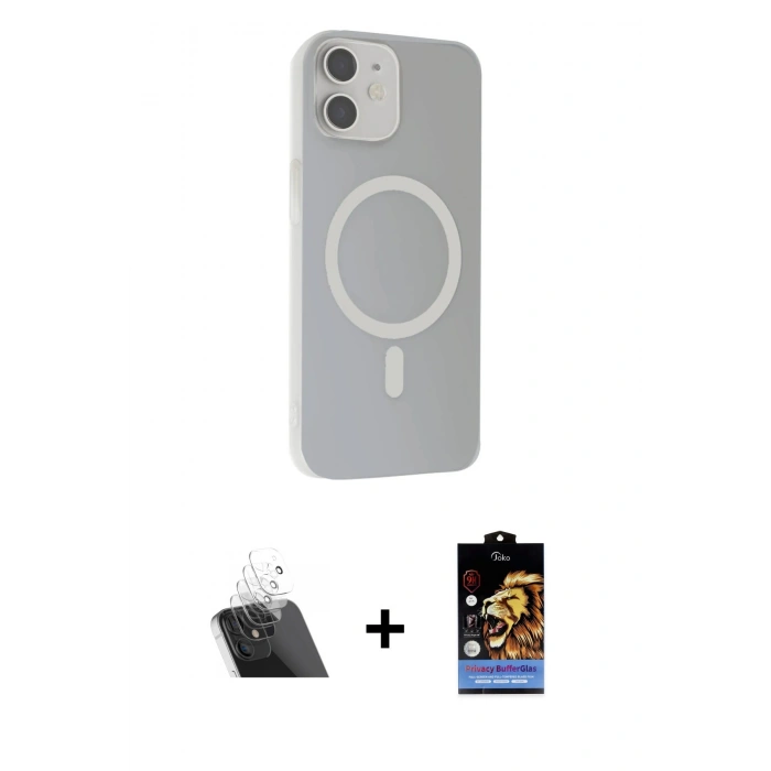 MARSİLYAN™- iPhone 11 Kılıf Çekirdek Modern Prime - Siyah Buffer Hayalet Cam Ekran Koruyucu + Kamera Lens Koruma Cam - SF