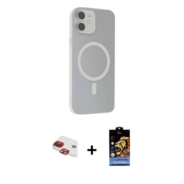 MARSİLYAN™- iPhone 11 Kılıf Çekirdek Modern Prime - Siyah Buffer Hayalet Cam Ekran Koruyucu + Pers Alüminyum Kamera Lens - KI