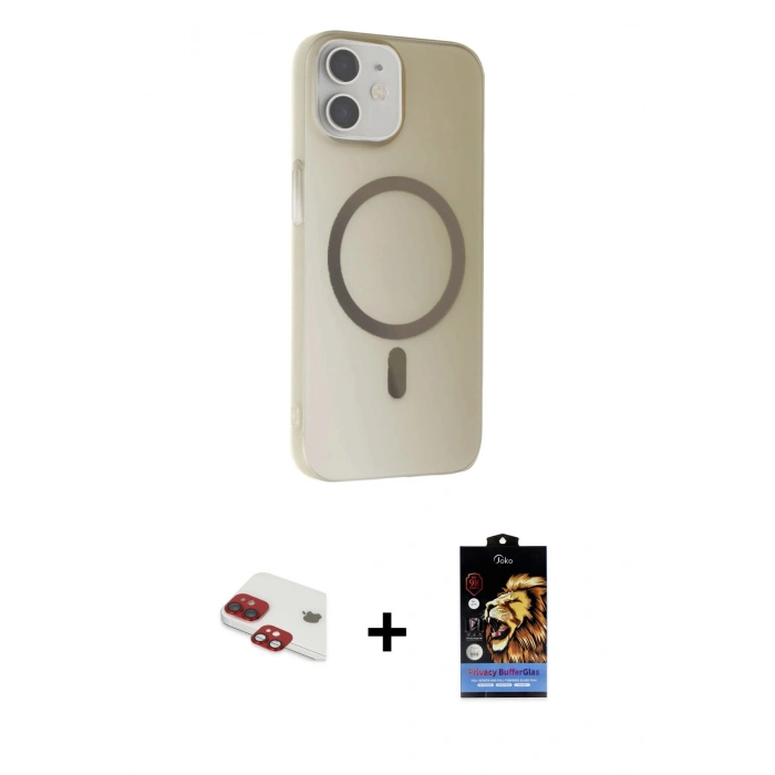 MARSİLYAN™- iPhone 11 Kılıf Çekirdek Modern Prime - Siyah Buffer Hayalet Cam Ekran Koruyucu + Pers Alüminyum Kamera Lens - KI