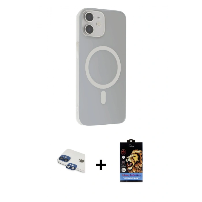 MARSİLYAN™- iPhone 11 Kılıf Çekirdek Modern Prime - Siyah Buffer Hayalet Cam Ekran Koruyucu + Pers Alüminyum Kamera Lens - LT