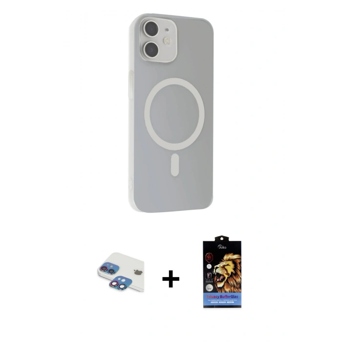 MARSİLYAN™- iPhone 11 Kılıf Çekirdek Modern Prime - Siyah Buffer Hayalet Cam Ekran Koruyucu + Pers Alüminyum Kamera Lens - GI