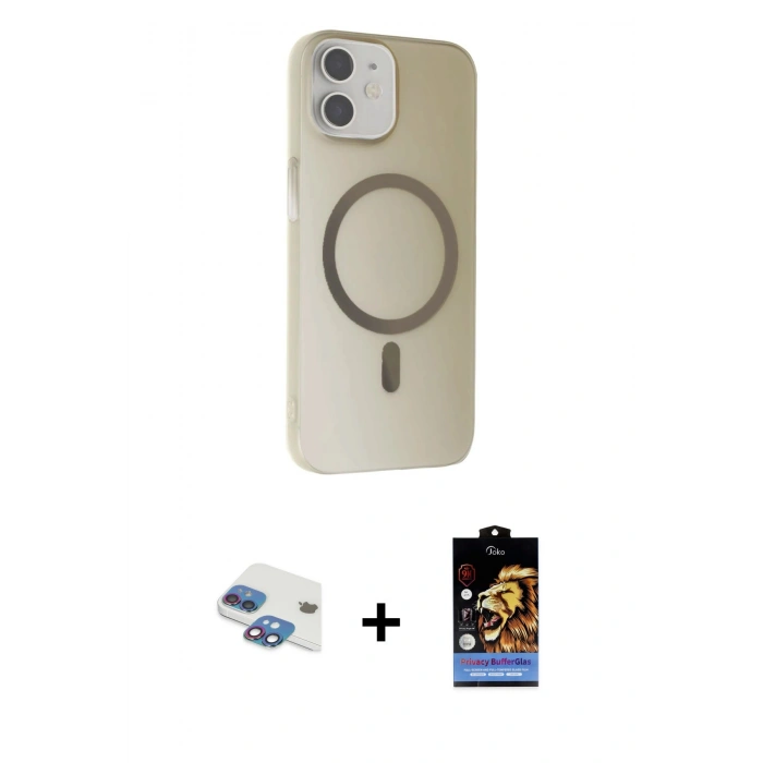 MARSİLYAN™- iPhone 11 Kılıf Çekirdek Modern Prime - Siyah Buffer Hayalet Cam Ekran Koruyucu + Pers Alüminyum Kamera Lens - GI