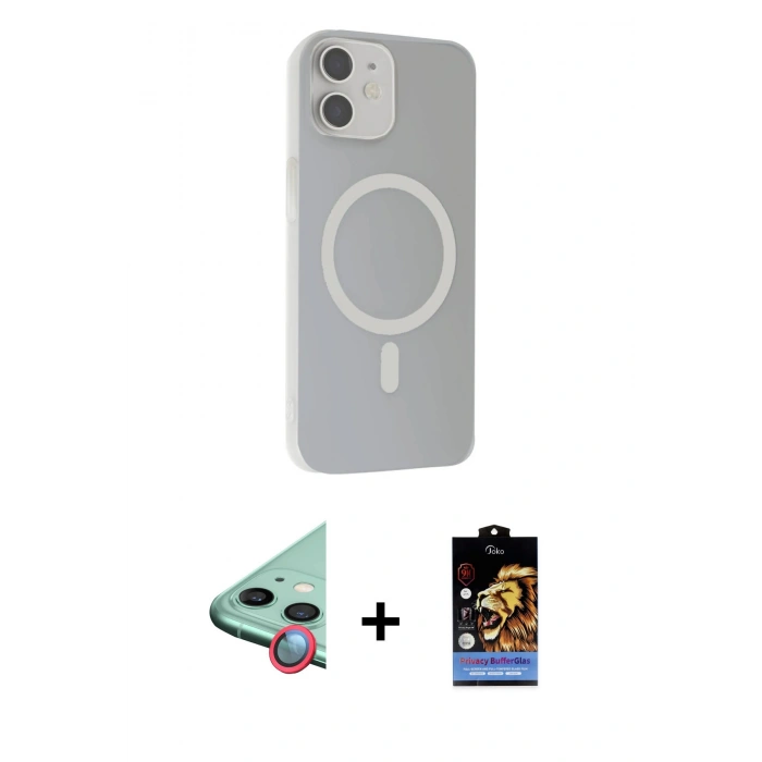 MARSİLYAN™- iPhone 11 Kılıf Çekirdek Modern Prime - Siyah Buffer Hayalet Cam Ekran Koruyucu + Raze Metal Kamera Lens - KI