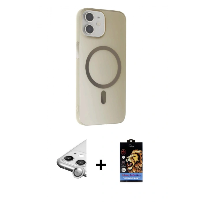 MARSİLYAN™- iPhone 11 Kılıf Çekirdek Modern Prime - Siyah Buffer Hayalet Cam Ekran Koruyucu + Raze Metal Kamera Lens - GS