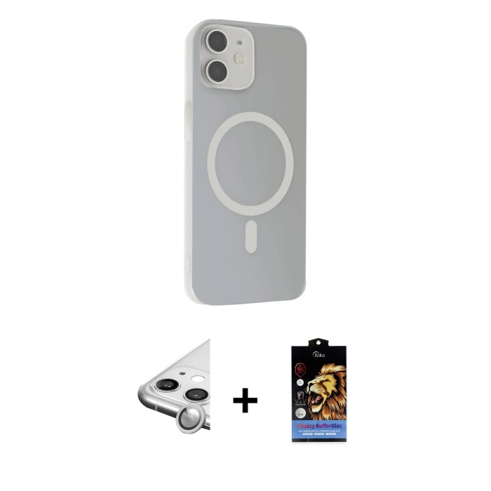 MARSİLYAN™- iPhone 11 Kılıf Çekirdek Modern Prime - Siyah Buffer Hayalet Cam Ekran Koruyucu + Raze Metal Kamera Lens - GS