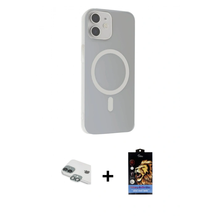 MARSİLYAN™- iPhone 11 Kılıf Çekirdek Modern Prime - Siyah Buffer Hayalet Cam Ekran Koruyucu + Pers Alüminyum Kamera Lens - YL