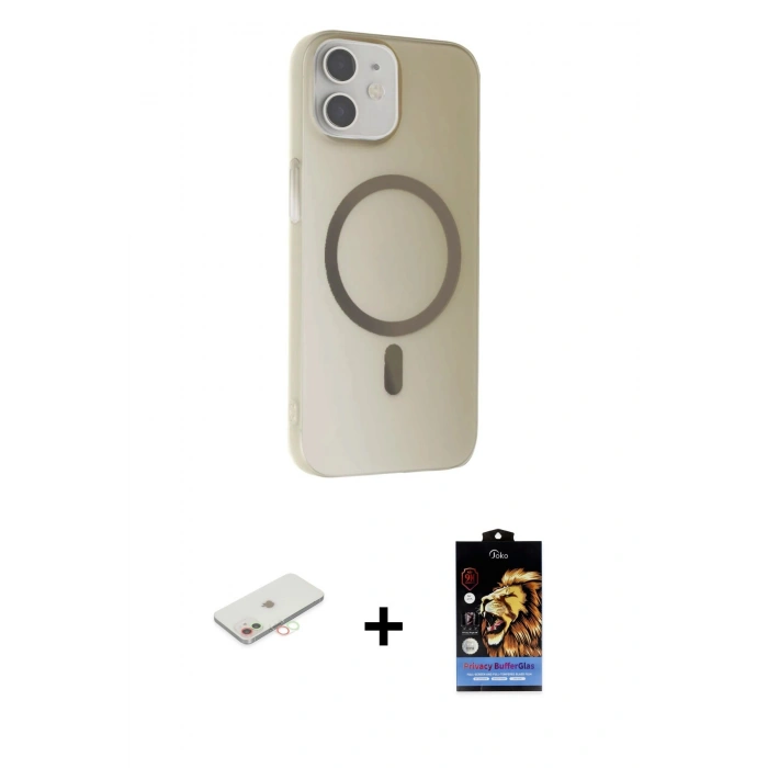 MARSİLYAN™- iPhone 11 Kılıf Çekirdek Modern Prime - Siyah Buffer Hayalet Cam Ekran Koruyucu + Yeşil Renkli Kamera Lens Koruma Cam