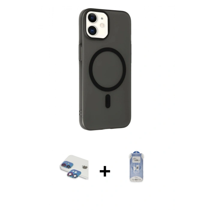MARSİLYAN™- iPhone 11 Kılıf Çekirdek Modern Prime - Siyah Joko Magic 5D Cam + Pers Alüminyum Kamera Lens - GI