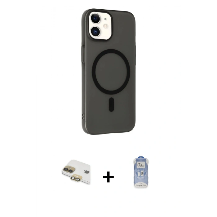 MARSİLYAN™- iPhone 11 Kılıf Çekirdek Modern Prime - Siyah Joko Magic 5D Cam + Pers Alüminyum Kamera Lens - GD