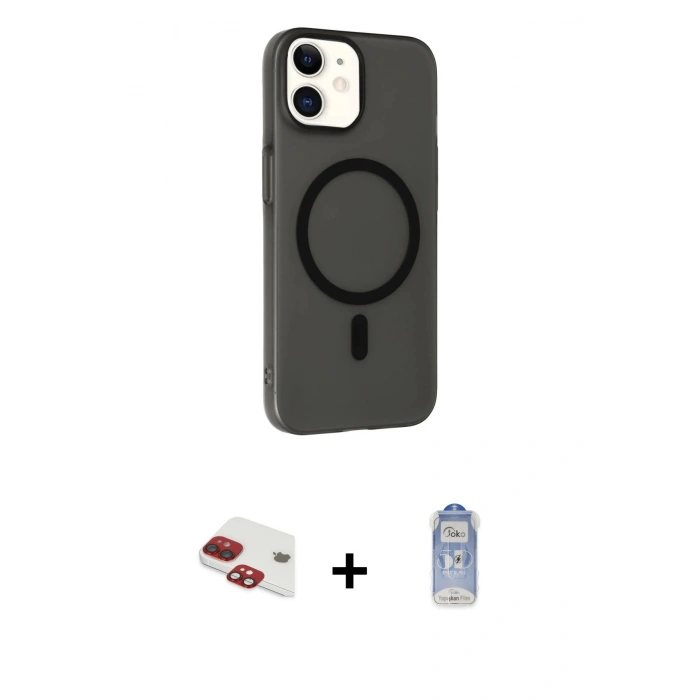 MARSİLYAN™- iPhone 11 Kılıf Çekirdek Modern Prime - Siyah Joko Magic 5D Cam + Pers Alüminyum Kamera Lens - KI