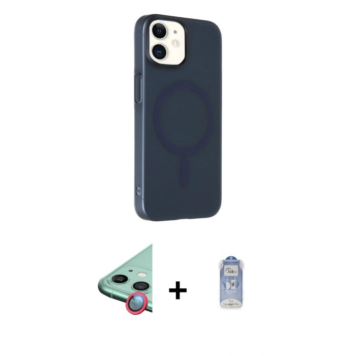 MARSİLYAN™- iPhone 11 Kılıf Çekirdek Modern Prime - Siyah Joko Magic 5D Cam + Raze Metal Kamera Lens - KI
