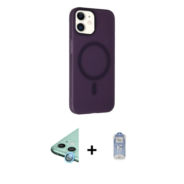 MARSİLYAN™- iPhone 11 Kılıf Çekirdek Modern Prime - Siyah Joko Magic 5D Cam + Raze Metal Kamera Lens - MI