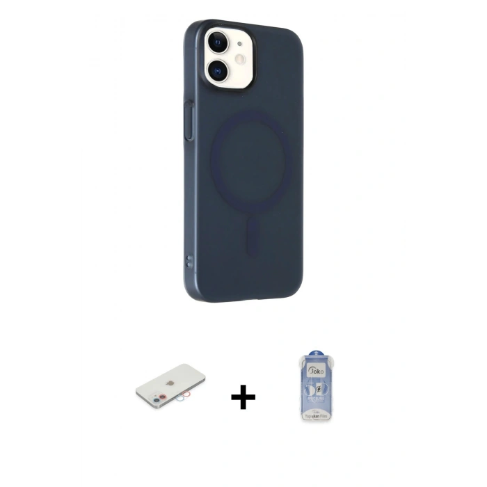 MARSİLYAN™- iPhone 11 Kılıf Çekirdek Modern Prime - Siyah Joko Magic 5D Cam + Renkli Kamera Lens Koruma Cam - PE