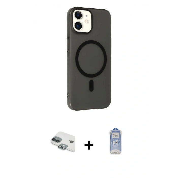 MARSİLYAN™- iPhone 11 Kılıf Çekirdek Modern Prime - Siyah Joko Magic 5D Cam + Pers Alüminyum Kamera Lens - YL