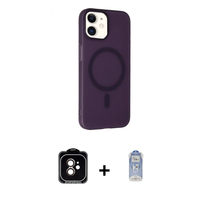 MARSİLYAN™- iPhone 11 Kılıf Çekirdek Modern Prime - Siyah Joko Magic 5D Cam + PVD Metal Kamera Lens - TU