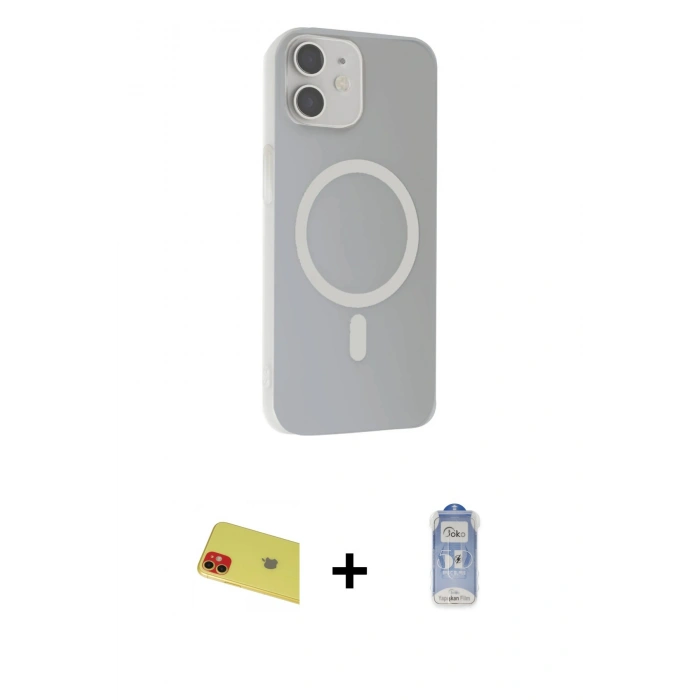 MARSİLYAN™- iPhone 11 Kılıf Çekirdek Modern Prime - Siyah Joko Magic 5D Cam + Rainbow Kamera Lens Koruma Cam - KI
