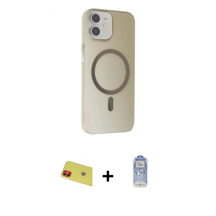 MARSİLYAN™- iPhone 11 Kılıf Çekirdek Modern Prime - Siyah Joko Magic 5D Cam + Rainbow Kamera Lens Koruma Cam - KI