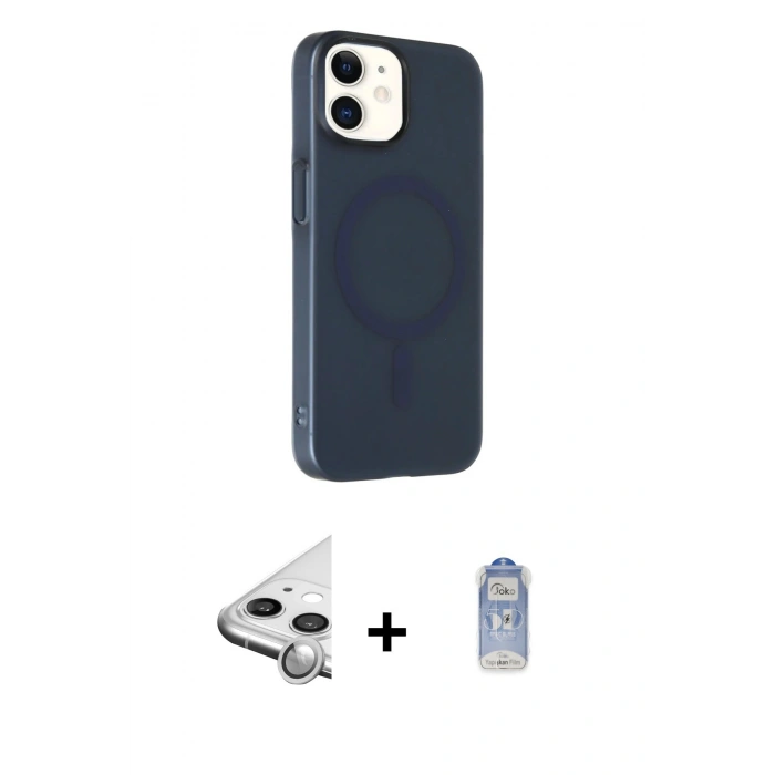 MARSİLYAN™- iPhone 11 Kılıf Çekirdek Modern Prime - Siyah Joko Magic 5D Cam + Raze Metal Kamera Lens - GS