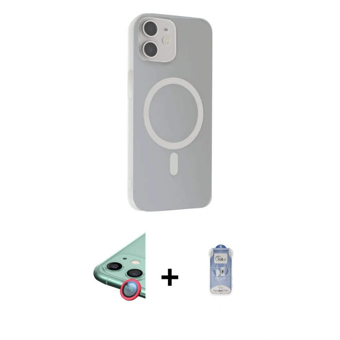 MARSİLYAN™- iPhone 11 Kılıf Çekirdek Modern Prime - Siyah Joko Magic 5D Cam + Raze Metal Kamera Lens - KI