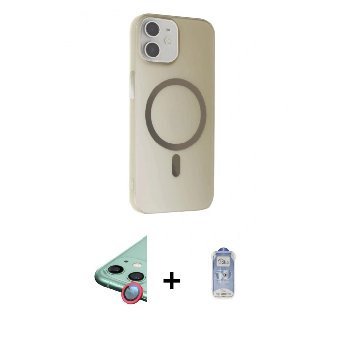 MARSİLYAN™- iPhone 11 Kılıf Çekirdek Modern Prime - Siyah Joko Magic 5D Cam + Raze Metal Kamera Lens - KI