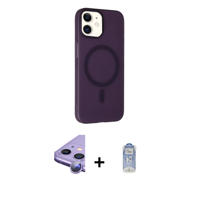 MARSİLYAN™- iPhone 11 Kılıf Çekirdek Modern Prime - Siyah Joko Magic 5D Cam + Raze Metal Kamera Lens - MR