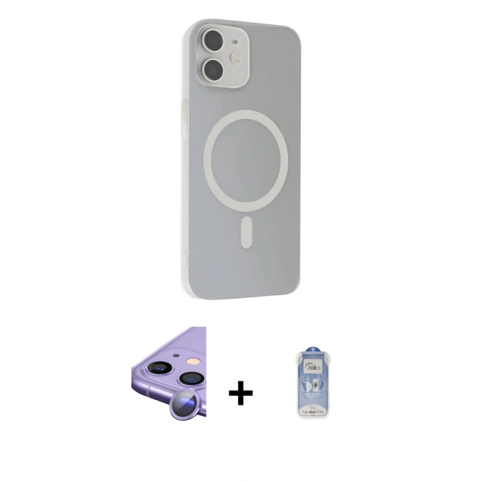 MARSİLYAN™- iPhone 11 Kılıf Çekirdek Modern Prime - Siyah Joko Magic 5D Cam + Raze Metal Kamera Lens - MR