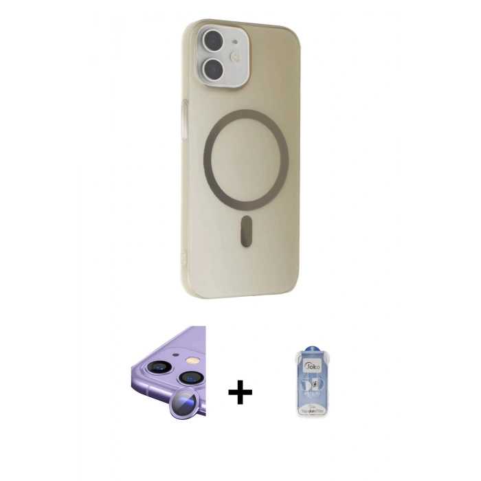 MARSİLYAN™- iPhone 11 Kılıf Çekirdek Modern Prime - Siyah Joko Magic 5D Cam + Raze Metal Kamera Lens - MR
