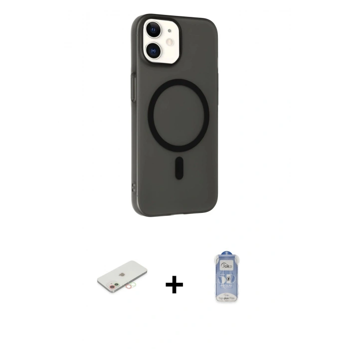MARSİLYAN™- iPhone 11 Kılıf Çekirdek Modern Prime - Siyah Joko Magic 5D Cam + Renkli Kamera Lens Koruma Cam - YL