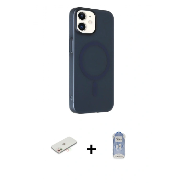 MARSİLYAN™- iPhone 11 Kılıf Çekirdek Modern Prime - Siyah Joko Magic 5D Cam + Renkli Kamera Lens Koruma Cam - YL