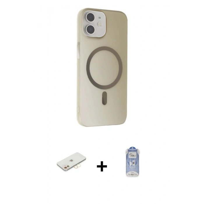 MARSİLYAN™- iPhone 11 Kılıf Çekirdek Modern Prime - Siyah Joko Magic 5D Cam + Renkli Kamera Lens Koruma Cam - SI