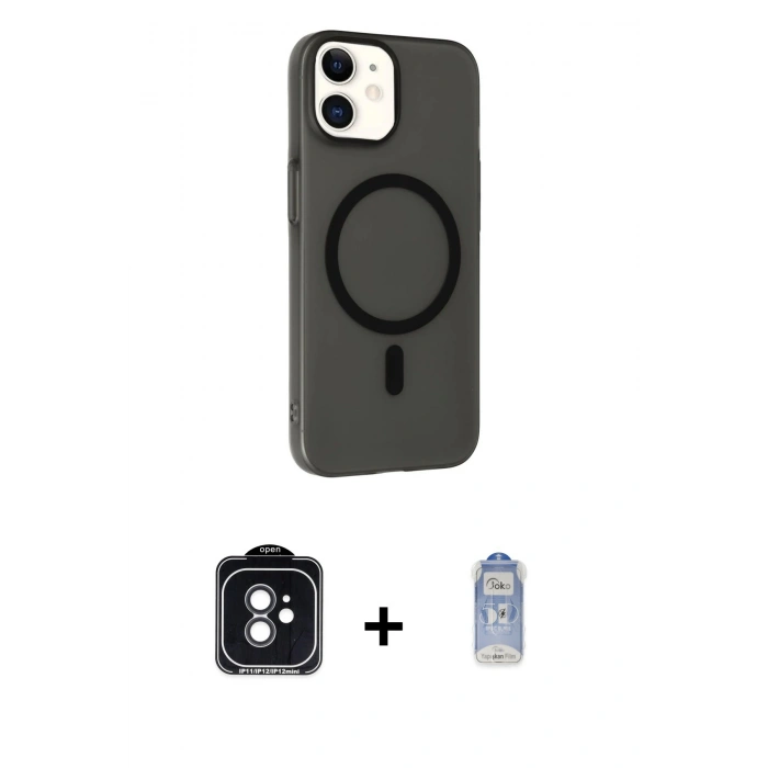 MARSİLYAN™- iPhone 11 Kılıf Çekirdek Modern Prime - Siyah Joko Magic 5D Cam + PVD Metal Kamera Lens - SH