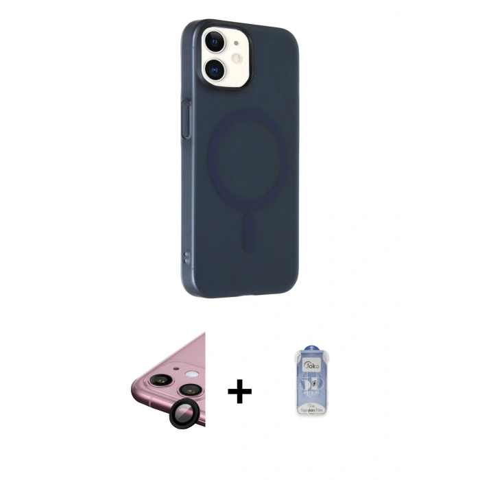 MARSİLYAN™- iPhone 11 Kılıf Çekirdek Modern Prime - Siyah Joko Magic 5D Cam + Raze Metal Kamera Lens - SH